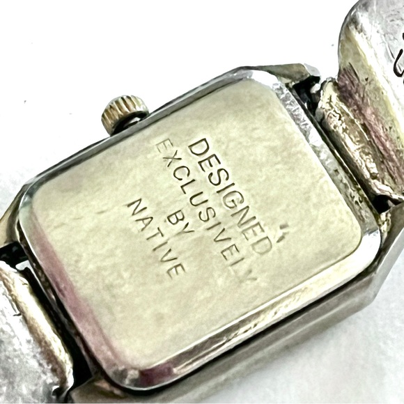 Signed, Navajo Vintage Turquoise Coral Sterling Silver Watch Tips - Picture 4 of 6